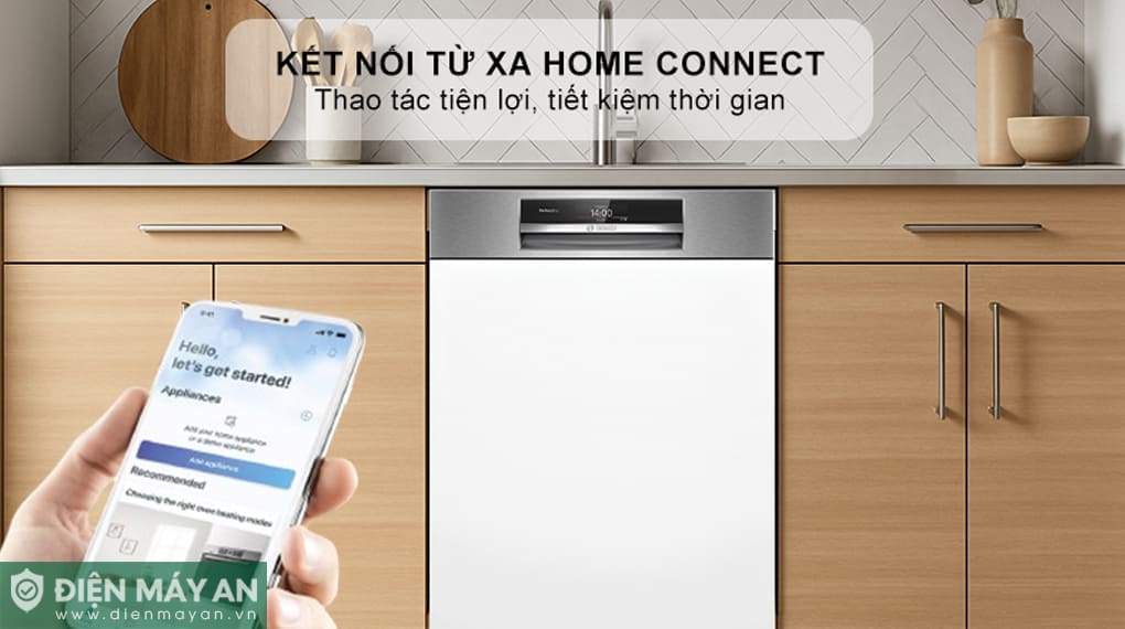 Máy rửa bát bán âm Bosch Serie 8 Sấy Zeolith SMI8ZDS81T